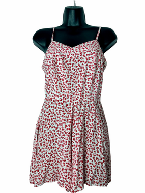 Japna Red& White Floral Mini Romper